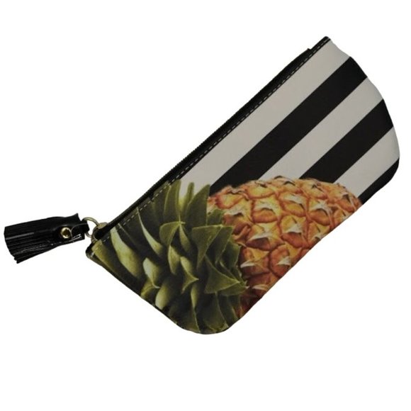 Pineapple Striped Cosmetic Bag Pouch Makeup Bag 7.75 in - Picture 2 of 3